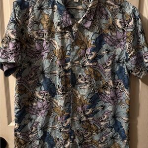 Men's Tropical Print Shirt - Blue and Purple